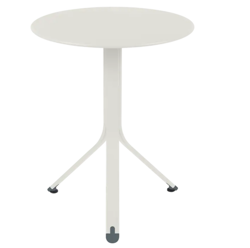 Load image into Gallery viewer, Clay gray Fermob Rest'O Round folding outdoor metal table, 60cm diameter, suitable for bistro or patio use.
