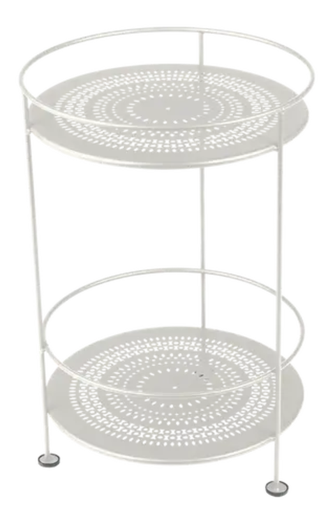 Load image into Gallery viewer, Fermob Guinguette side table with perforated double top in clay color, showing a stylish metal table with a perforated surface.