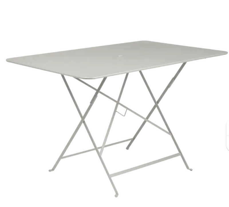 Load image into Gallery viewer, Clay grey Fermob foldable bistro table with 117 x 77 cm metal surface, suitable for outdoor patio or garden use.