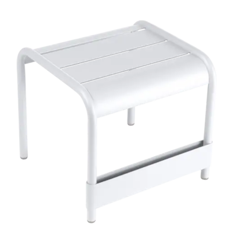 Load image into Gallery viewer, Fermob Luxembourg small low table or footrest in cotton white, measuring 44x42 cm, with a sleek modern design.