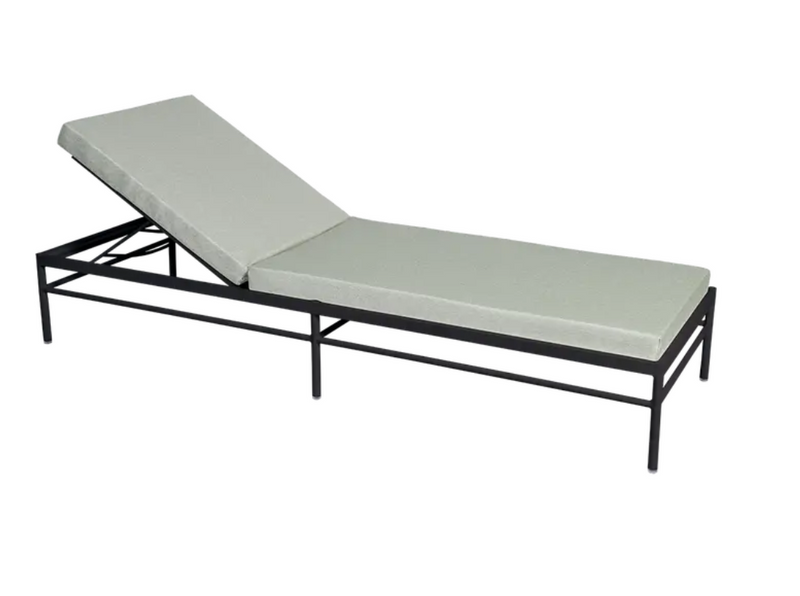 Load image into Gallery viewer, Fermob Rivage Sunlounger in Cotton White and Night Grey metal with a sleek, modern design for outdoor relaxation.