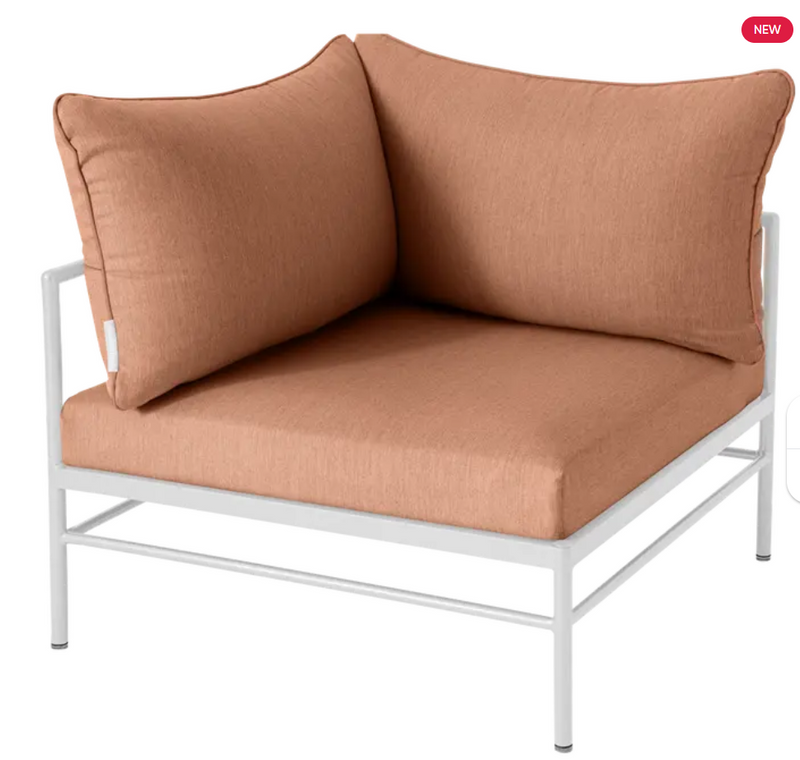 Load image into Gallery viewer, Cotton white Fermob Rivage Corner Armchair, outdoor metal corner sofa with plush cushions and modern design.