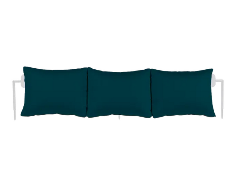 Load image into Gallery viewer, Fermob Rivage backrest for sunlounger to bench conversion in cotton white and peacock blue, outdoor metal furniture accessory.