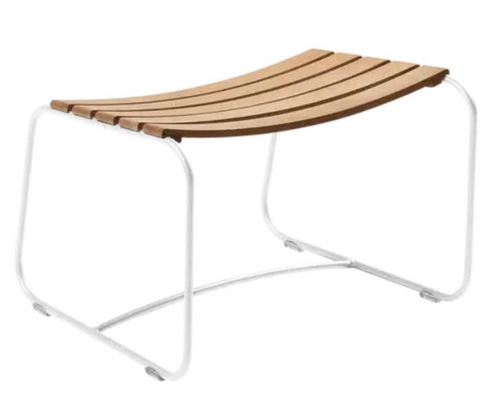 Load image into Gallery viewer, Cotton white Fermob Surprising Teak Footrest with sleek wooden design, perfect for indoor or outdoor seating.