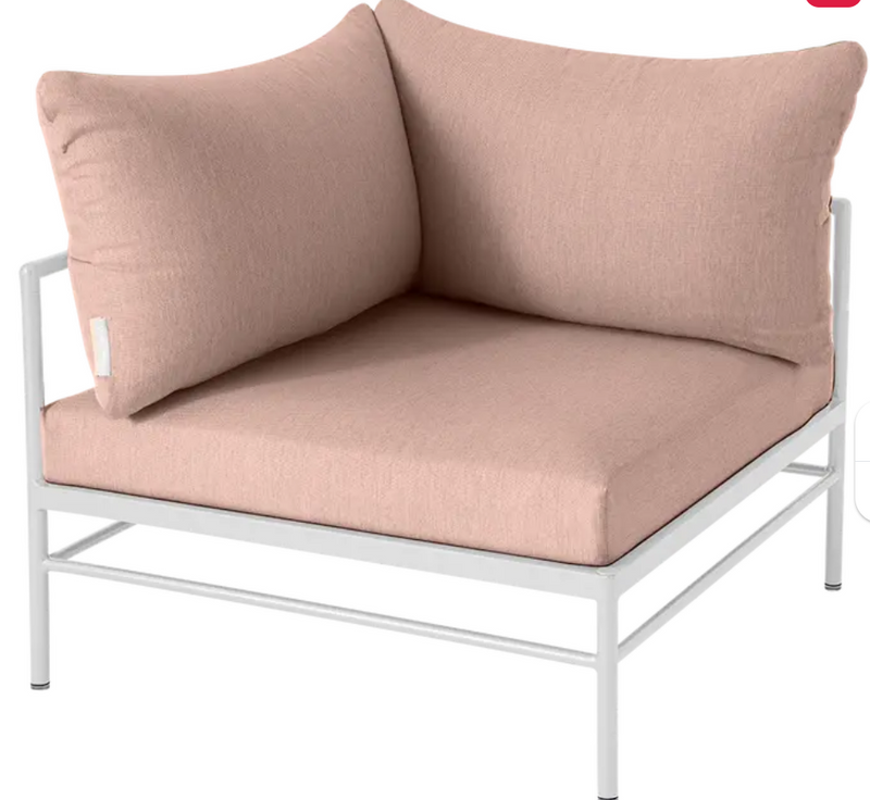 Load image into Gallery viewer, Cotton white twine Rivage corner armchair from Fermob, an outdoor metal sofa with a modern corner design.