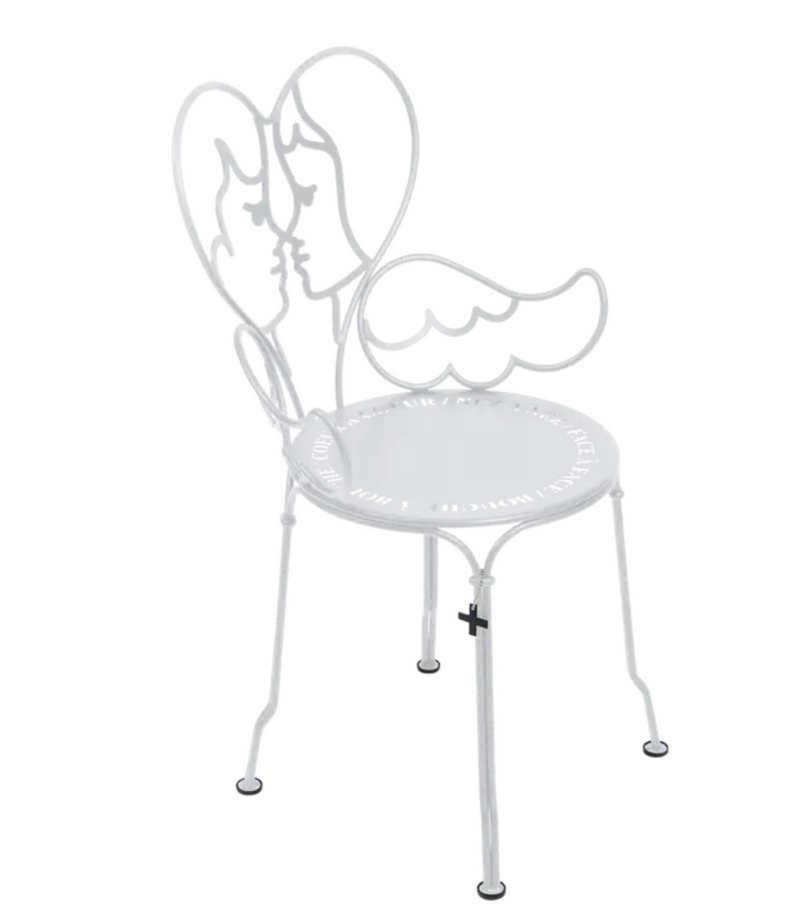 Load image into Gallery viewer, White Fermob ANGE metal chair with a sleek, modern design, suitable for outdoor furniture settings.