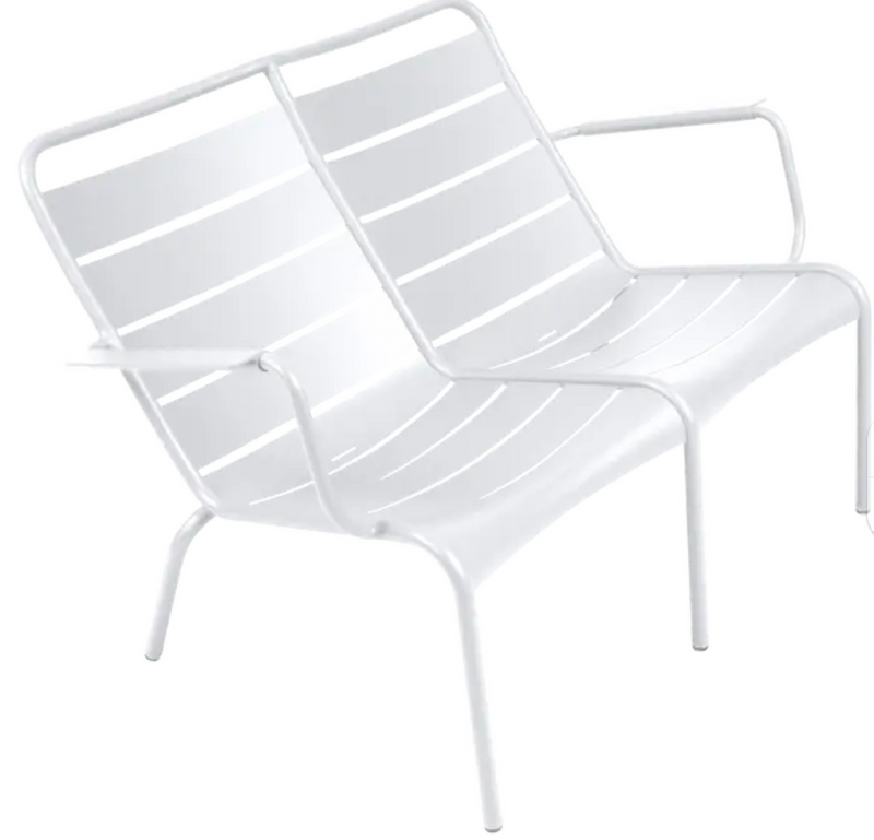 Load image into Gallery viewer, Cotton white Luxembourg Duo Low Armchair by Fermob, part of the Fermb Kids Corner Contract Bench collection, showing plush seating.
