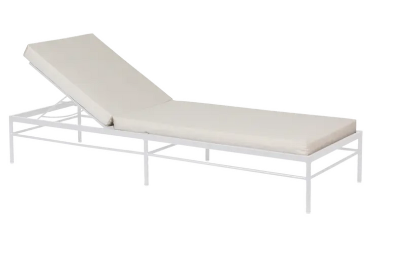 Load image into Gallery viewer, White cotton twine Rivage Fermob luxury metal sunlounger with sleek design and sturdy frame for outdoor relaxation.