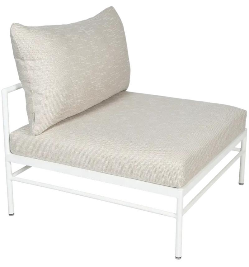 Load image into Gallery viewer, Cotton white wicker Rivage low chair by Fermob, outdoor metal sofa with a modern, minimalist design for outdoor seating.
