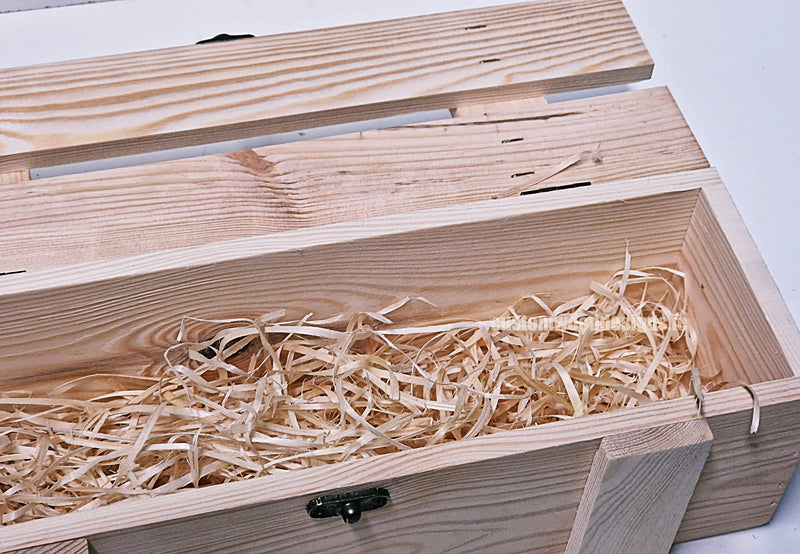 Load image into Gallery viewer, Rustic Bottle Box - Natural Single x 25 Corporate Gift Box with Wood Wool Custom Wood Designs __label: Multibuy gift gift box single box wine box wood wool CustomWoodDesignsIreland0e728119-d666-48c7-a5fb-59f0843d4723