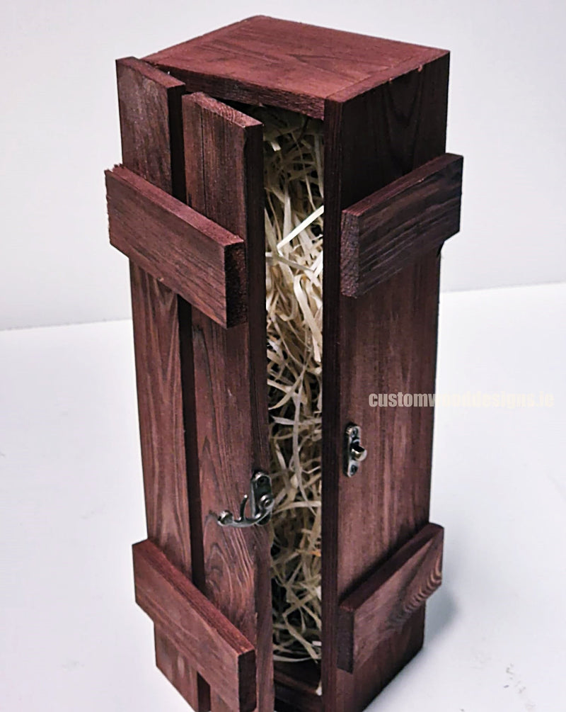 Load image into Gallery viewer, Rustic Bottle Box - Burgundy Single x 25 Bottle box Custom Wood Designs __label: Multibuy Bottle Box gift box Gift Boxes Single bottle box CustomWoodDesignsIreland84c7b984-6a52-47cd-8728-91a540de8b89_1d7358bc-2f59-403e-96b5-c50115d298c9