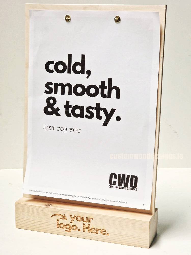 Load image into Gallery viewer, Double Sided Info Display - A4 Natural x10 Custom Wood Designs CustomWoodDesignsIrelandA4WoodenPOSInformationdisplayNaturalPinePOSBlock_13