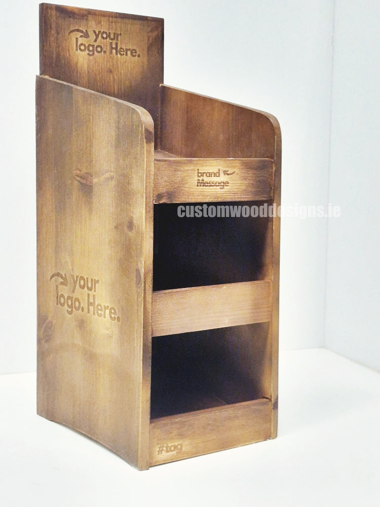 Load image into Gallery viewer, Dark Pine Three-Shelf Compact Countertop Display - Custom Wood Designs
