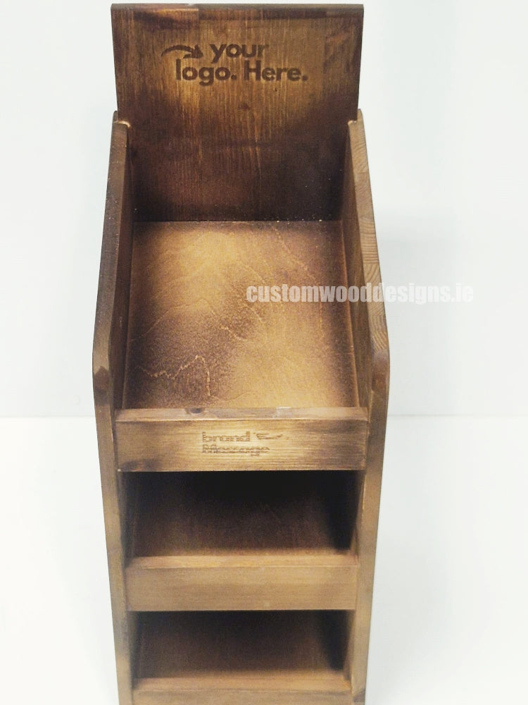 Load image into Gallery viewer, Dark Pine Three-Shelf Compact Countertop Display - Custom Wood Designs