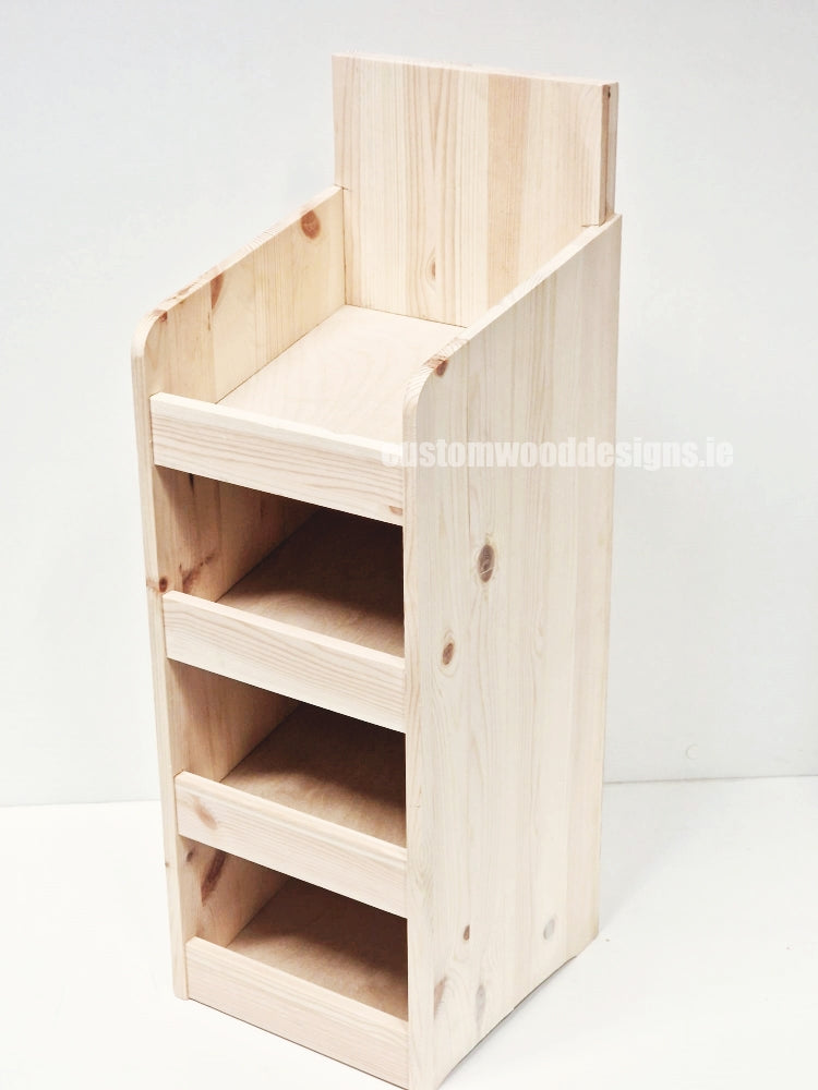 Load image into Gallery viewer, Natural Pine Four-Shelf Compact Countertop Display - Custom Wood Designs