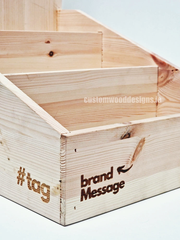 Load image into Gallery viewer, Natural Pine Low Tiered Countertop Display - Custom Wood Designs