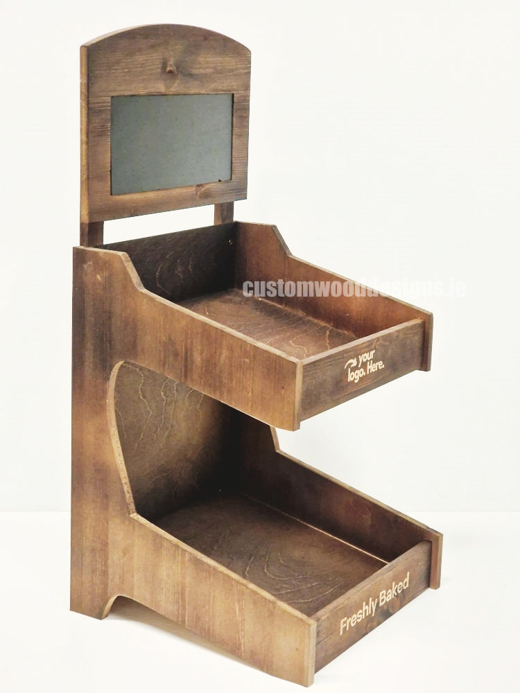 Load image into Gallery viewer, Dark Pine Two-Tiered Countertop Display for Baked Goods - Custom Wood Designs