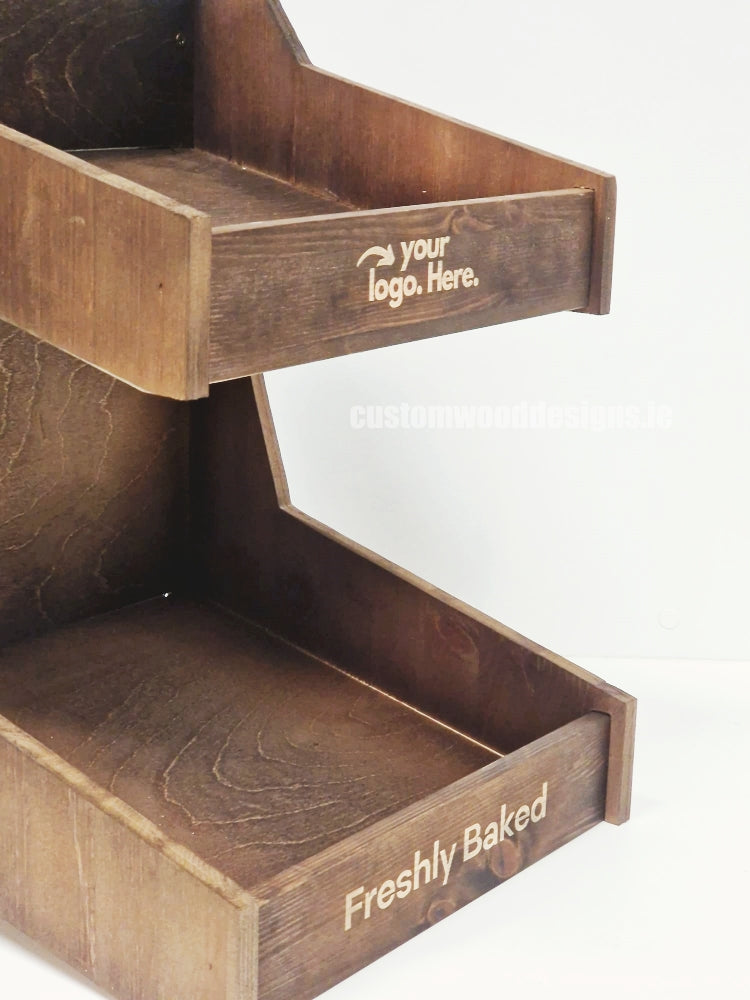 Load image into Gallery viewer, Dark Pine Two-Tiered Countertop Display for Baked Goods - Custom Wood Designs