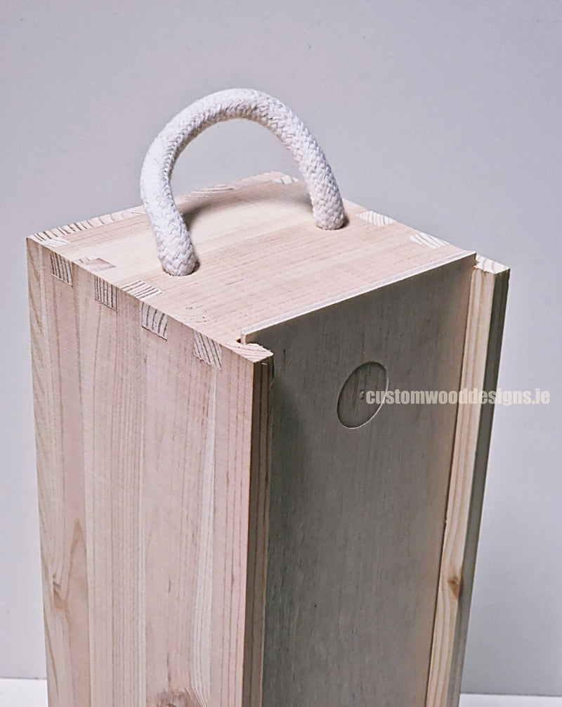 Load image into Gallery viewer, Sliding Lid 1 Bottle Box - Natural x 25 Corporate Gift Box with Wood Wool Custom Wood Designs __label: Multibuy gift gift box single box wine box wood wool CustomWoodDesignsIrelandCorporategiftboxesBottleBoxesGiftingboxesforbottleslaserengravedbottleboxespersonalisedbottleboxesCorporateboxesru_6_aebc4645-a76a-47db-9763-2c615427bef4
