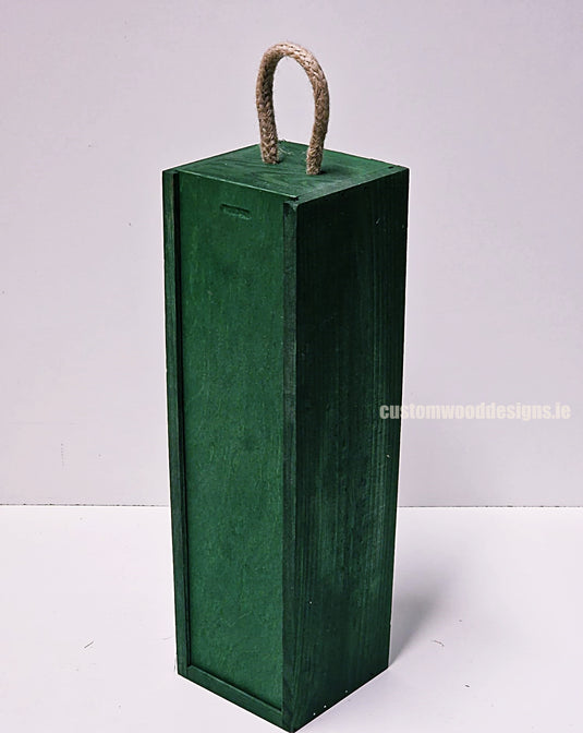 Sliding Lid Bottle Box - Single Green x25 Custom Wood Designs __label: Multibuy Bottle Box Bottle Boxes gift box Gift Boxes Single bottle box wooden Box CustomWoodDesignsIrelandCorporategiftboxesBottleBoxesGiftingboxesforbottleslaserengravedbottleboxespersonalisedbottleboxesCorporateboxesrust_6_ee3a10af-4187-4305-8da7-57d81f9fcbe9