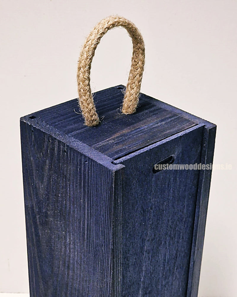 Load image into Gallery viewer, Sliding Lid Bottle Box - Single Blue x25 Bottle box Custom Wood Designs __label: Multibuy Bottle Boxes corporate gift gift box Gift Boxes irisg gift wooden Box CustomWoodDesignsIrelandCorporategiftboxesBottleBoxesGiftingboxesforbottleslaserengravedbottleboxespersonalisedbottleboxesCorporateboxesrusti_8_96f4ea89-c5fb-4032-9344-cee2caf4d383