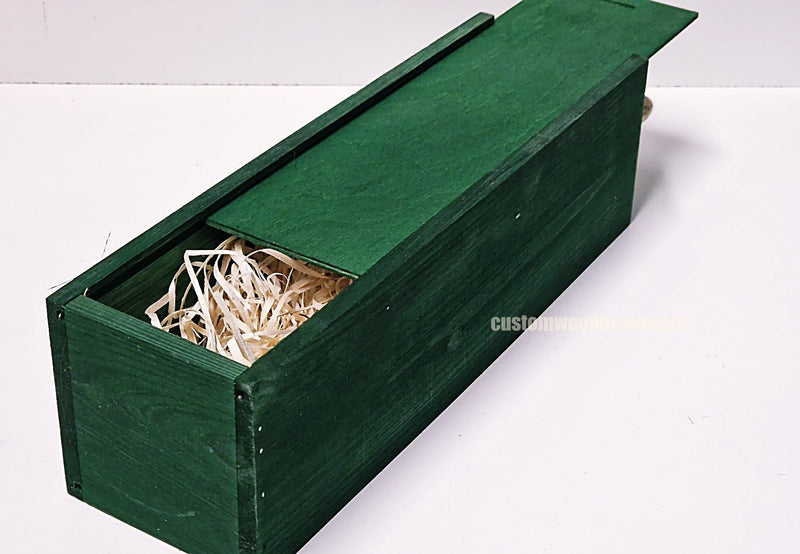 Load image into Gallery viewer, Sliding Lid Bottle Box - Single Green x25 Custom Wood Designs __label: Multibuy Bottle Box Bottle Boxes gift box Gift Boxes Single bottle box wooden Box CustomWoodDesignsIrelandCorporategiftboxesBottleBoxesGiftingboxesforbottleslaserengravedbottleboxespersonalisedbottleboxesCorporateboxesrustic_1_3e8a85ea-70ac-4b35-9398-805e67e4ea89