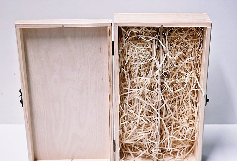 Load image into Gallery viewer, Hinged Lid 2 Bottle Box - Natural x25 Custom Wood Designs __label: Multibuy Bottle Box Bottle Boxes gift box Gift Boxes Single bottle box wooden Box CustomWoodDesignsIrelandCorporategiftboxesBottleBoxesGiftingboxesforbottleslaserengravedbottleboxespersonalisedbottleboxesCorporateboxesrusticboxwinebo_10_33f15d03-d475-4bee-be8f-9ea5