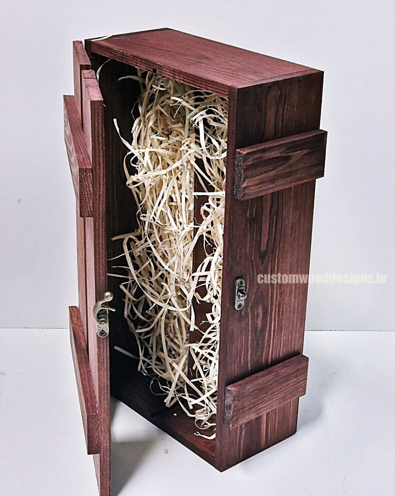 Load image into Gallery viewer, Rustic Bottle Box - Burgundy Double x 25 Bottle box Custom Wood Designs __label: Multibuy Bottle Box gift box Gift Boxes wooden Box CustomWoodDesignsIrelandCorporategiftboxesBottleBoxesGiftingboxesforbottleslaserengravedbottleboxespersonalisedbottleboxesCorporateboxesrusticboxwinebo_11_f3e39ee7-0a08-4aa2-b44c-f050