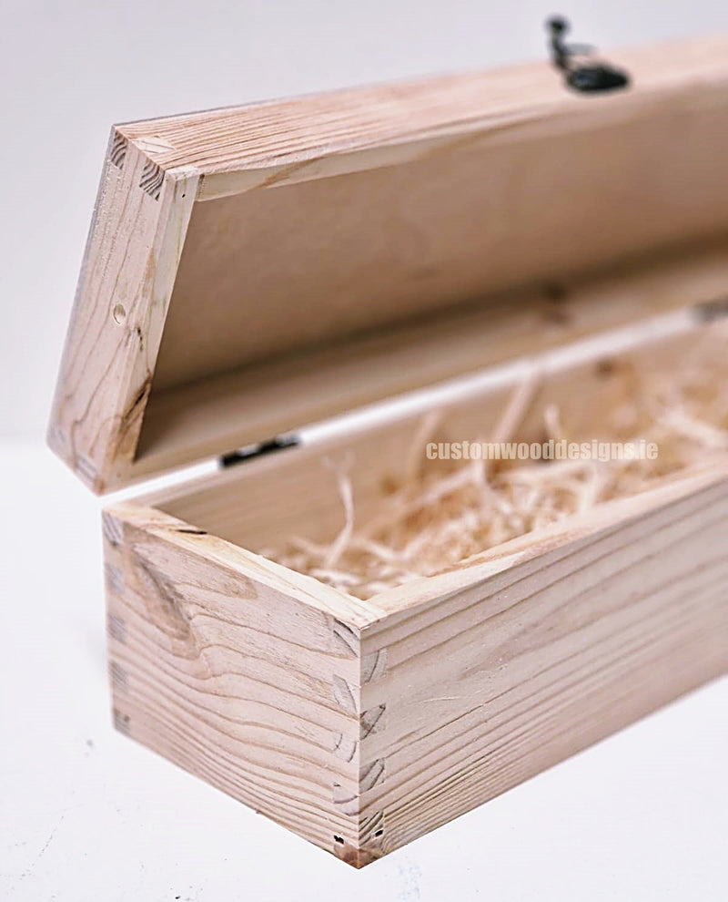 Load image into Gallery viewer, Hinged Lid 1 Bottle Box - Natural x25 Custom Wood Designs __label: Multibuy Bottle Box Bottle Boxes gift box Gift Boxes Single bottle box wooden Box CustomWoodDesignsIrelandCorporategiftboxesBottleBoxesGiftingboxesforbottleslaserengravedbottleboxespersonalisedbottleboxesCorporateboxesrusticboxwinebo_12_f434338d-8986-49be-87ec-a871_40fb4d18-9381-44cc-9cd6-b2a703d502dd