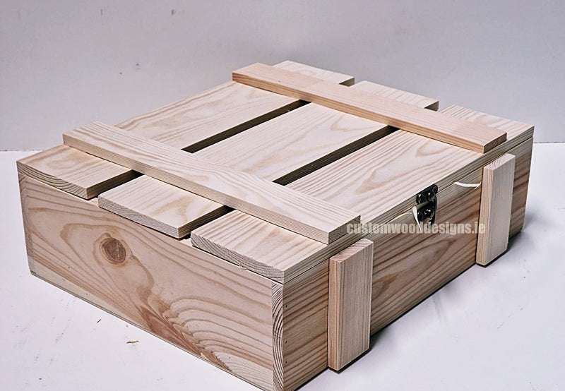 Load image into Gallery viewer, Rustic 3 Bottle Box - Natural x 25 Corporate Gift Box with Wood Wool Custom Wood Designs __label: Multibuy box corporate gift hamper triple wine box wood wool CustomWoodDesignsIrelandCorporategiftboxesBottleBoxesGiftingboxesforbottleslaserengravedbottleboxespersonalisedbottleboxesCorporateboxesrusticboxwinebo_13_fe619d73-71ab-4e86-a0f0-0f7df973cea0