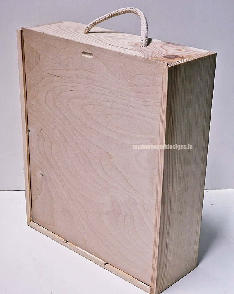 Load image into Gallery viewer, Sliding Lid 3 Bottle Box - Natural x25 Corporate Gift Box with Wood Wool Custom Wood Designs box corporate gift hamper triple wine box wood wool CustomWoodDesignsIrelandCorporategiftboxesBottleBoxesGiftingboxesforbottleslaserengravedbottleboxespersonalisedbottleboxesCorporateboxesrusticboxwinebo_15_7c8ce580-ef9d-42de-acfd-1cd2