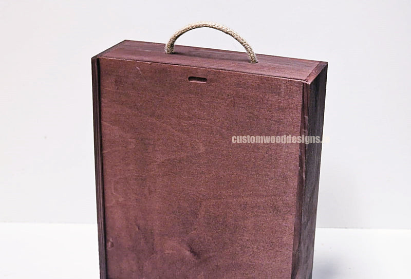 Load image into Gallery viewer, Sliding Lid 3 Bottle Box - Burgundy x25 Corporate Gift Box with Wood Wool Custom Wood Designs box corporate gift hamper triple wine box wood wool CustomWoodDesignsIrelandCorporategiftboxesBottleBoxesGiftingboxesforbottleslaserengravedbottleboxespersonalisedbottleboxesCorporateboxesrusticboxwinebo_5_4c7f5390-82cb-4c40-ab39-fc5c6
