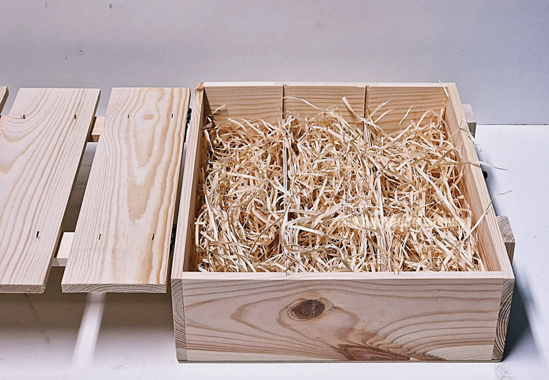 Load image into Gallery viewer, Rustic 3 Bottle Box - Natural x 25 Corporate Gift Box with Wood Wool Custom Wood Designs __label: Multibuy box corporate gift hamper triple wine box wood wool CustomWoodDesignsIrelandCorporategiftboxesBottleBoxesGiftingboxesforbottleslaserengravedbottleboxespersonalisedbottleboxesCorporateboxesrusticboxwinebo_6_bcd75dee-e326-48bd-b01e-a98bbcdfe301