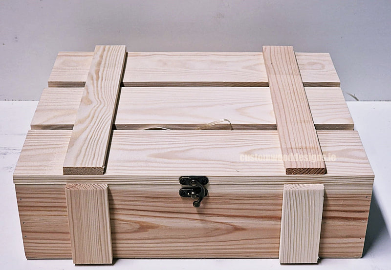 Load image into Gallery viewer, Rustic 3 Bottle Box - Natural x 25 Corporate Gift Box with Wood Wool Custom Wood Designs __label: Multibuy box corporate gift hamper triple wine box wood wool CustomWoodDesignsIrelandCorporategiftboxesBottleBoxesGiftingboxesforbottleslaserengravedbottleboxespersonalisedbottleboxesCorporateboxesrusticboxwinebo_8_a0e90501-fe9d-4609-9260-e4f2f68d102c