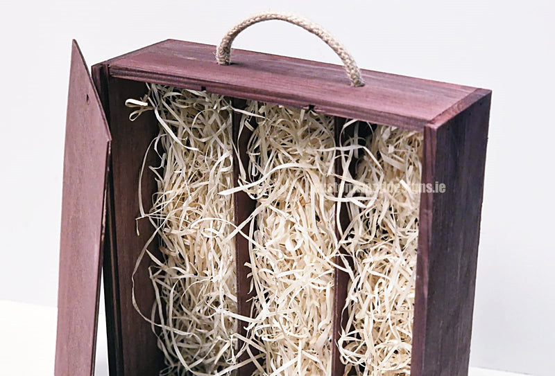 Load image into Gallery viewer, Sliding Lid 3 Bottle Box - Burgundy x25 Corporate Gift Box with Wood Wool Custom Wood Designs box corporate gift hamper triple wine box wood wool CustomWoodDesignsIrelandCorporategiftboxesBottleBoxesGiftingboxesforbottleslaserengravedbottleboxespersonalisedbottleboxesCorporateboxesrusticboxwinebo_9_b855fda2-f5ef-4c4b-b9d1-cef7f