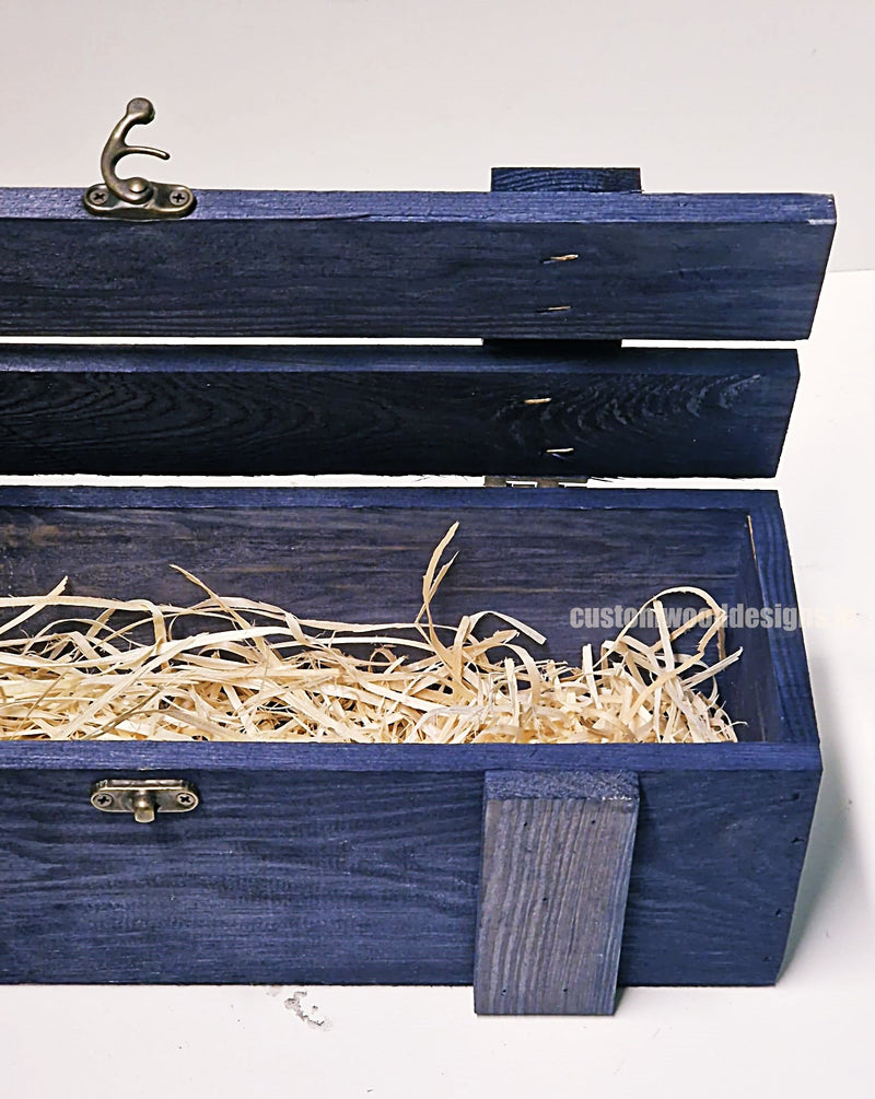 Load image into Gallery viewer, blue-stained-wood-bottle-box