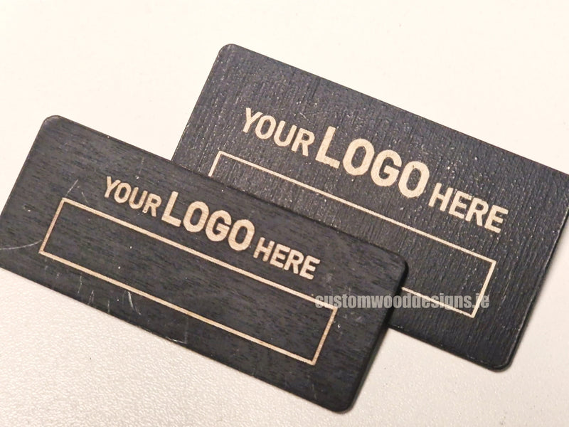 Load image into Gallery viewer, Black Birch Name Badges MOQ 10pcs Bespoke Made Custom Wood Designs __label: Multibuy retail CustomWoodDesignsIrelandCustommadewoodennamebadgescorporatenamebadgesecofriendlynamebadgesustainablewoodennamebadgeengravednamebadgesCWD2023_5