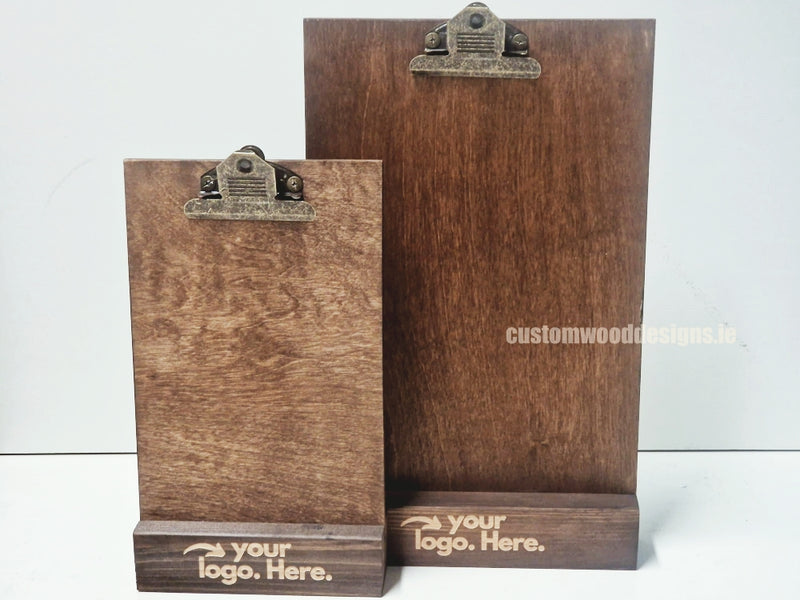 Load image into Gallery viewer, Clipboard Block Set - A4 Rich Brown x10 Custom Wood Designs CustomWoodDesignsIrelandDoublesidedA4sizePointofsaleInformationholderA4clipboardandblocksetInformationDisplayretailhospitalitycorporateCWD_10