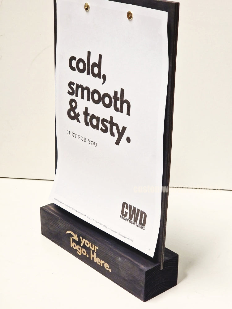Load image into Gallery viewer, Double Sided Info Display - A5 Black x10 Custom Wood Designs CustomWoodDesignsIrelandDoublesidedA4sizePointofsaleInformationholderA4clipboardandblocksetInformationDisplayretailhospitalitycorporateCWD_5