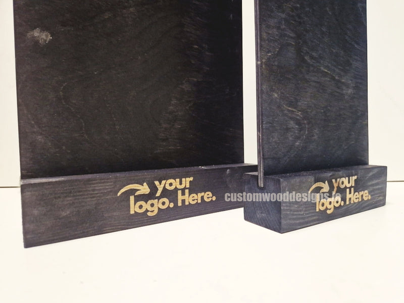 Load image into Gallery viewer, Double Sided Info Display - A5 Black x10 Custom Wood Designs CustomWoodDesignsIrelandDoublesidedA5sizePointofsaleInformationholderA5clipboardandblocksetInformationDisplayretailhospitalitycorporateCWD_7