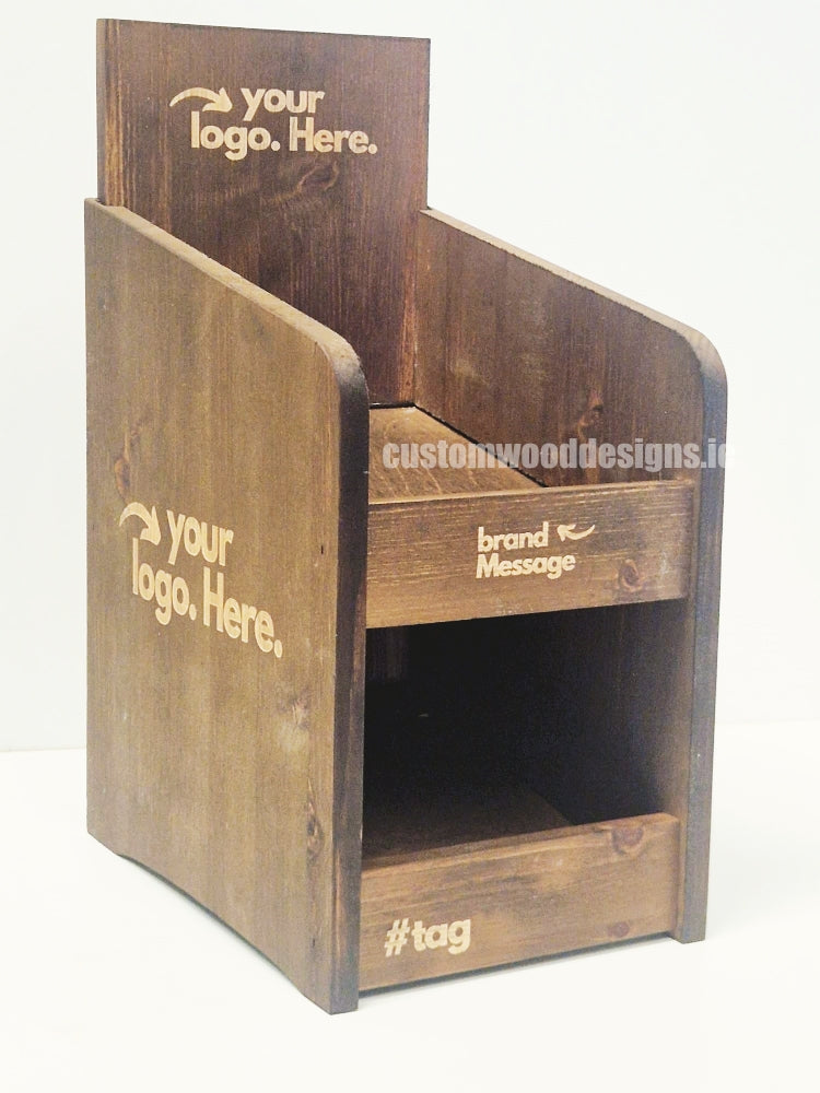 Load image into Gallery viewer, Dark Pine Three-Shelf Compact Countertop Display - Custom Wood Designs