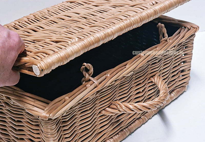 Load image into Gallery viewer, 10 x Wicker Hamper Basket 40 X 28 X 17cm Wicker Hamper Basket Custom Wood Designs Gifting basket hamper basket Retail display basket wicker basket CustomWoodDesignsIrelandWickerBasketsupplierIrelandgiftingbasketsupplierIrelandretaildisplaybasketsIrelanddisplaybasketscorporategiftingbasketsIrelandCWDIreland_6_611e1405-5fe1-401f-9360-f2b79bb43441