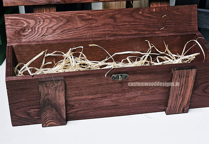 Load image into Gallery viewer, Rustic Bottle Box - Burgundy Single x 25 Bottle box Custom Wood Designs __label: Multibuy Bottle Box gift box Gift Boxes Single bottle box CustomWoodDesignsIrelandb8b764a5-b06c-4d90-a762-d031bba02ece_1dfa6cec-9741-4e99-975f-6f38073a3dd6