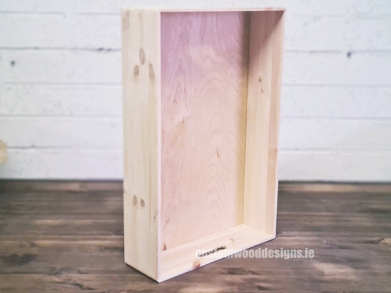 Load image into Gallery viewer, OB6 Pine Wood Box 60 X 40 X 13,5 cm Box with Handle pin bedroom deco box room deco wood wooden CustomWoodDesignsPinewoodtraysIrelandWoodCratesIrelandDisplayTraysRetaildisplay_5_34aa12b5-3bd6-4ca2-b642-4a60d8a75189