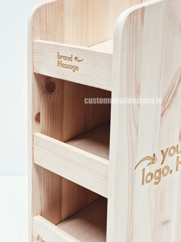 Load image into Gallery viewer, Natural Pine Three-Shelf Compact Countertop Display - Custom Wood Designs