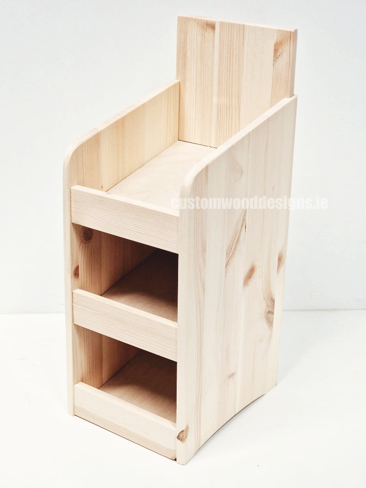 Load image into Gallery viewer, Natural Pine Three-Shelf Compact Countertop Display - Custom Wood Designs
