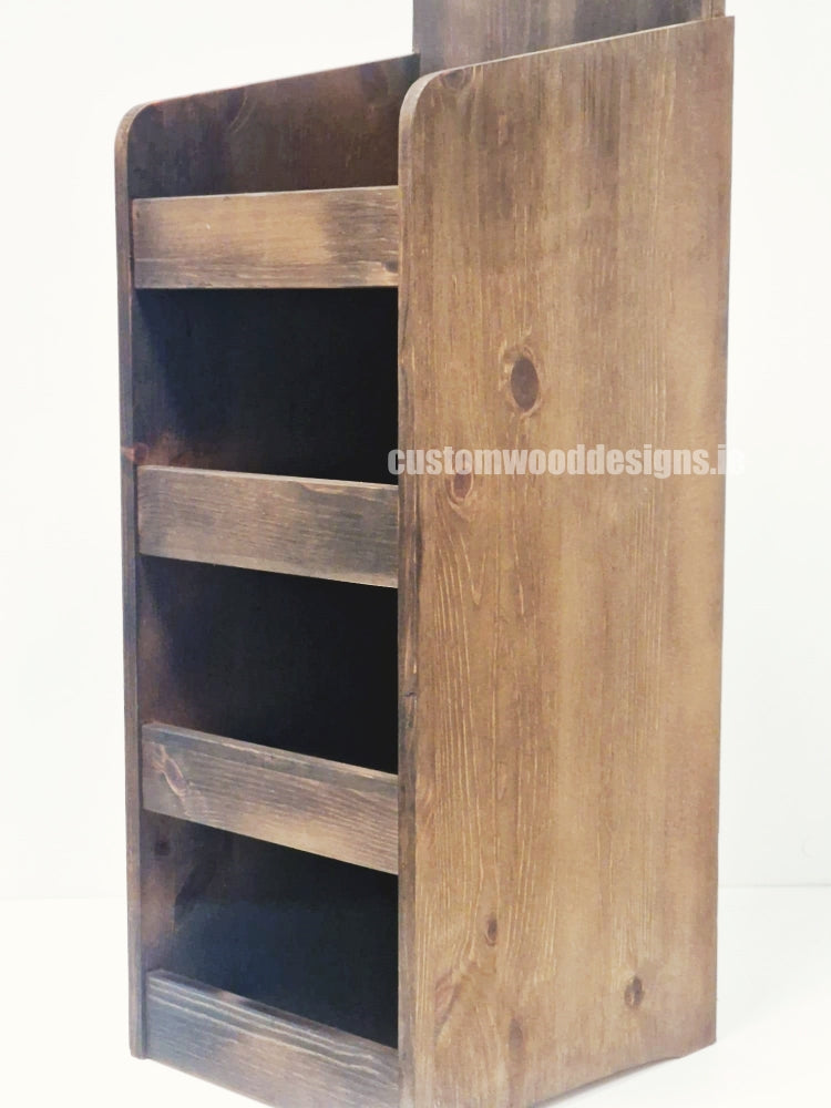 Load image into Gallery viewer, Dark Pine Four-Shelf Compact Countertop Display - Custom Wood Designs