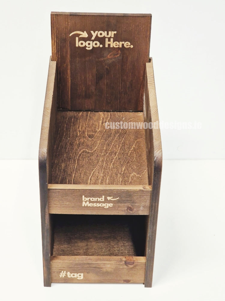 Load image into Gallery viewer, Dark Pine Three-Shelf Compact Countertop Display - Custom Wood Designs