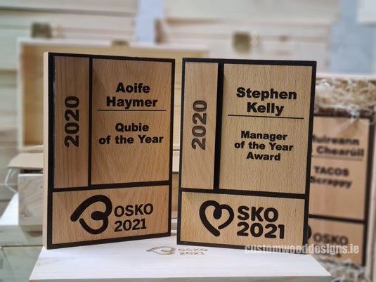 Custom Wood Designs Ireland Custom Awards Ireland Wooden Awards Sustainable awards Corporate Awards Ireland Bespoke Wooden Awards Ireland Laser engraved plaques Ireland Employee Awards Ireland (10)