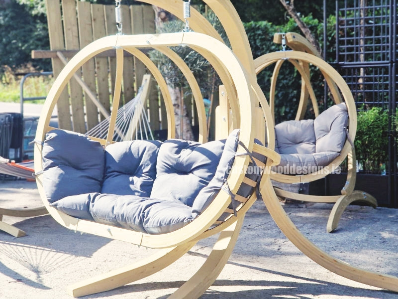 Load image into Gallery viewer, Amazonas Royal Wood Hanging Chair with Frame set, wooden outdoor swing chair for garden relaxation and outdoor living.